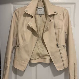 Beige Leather Jacket Size 2